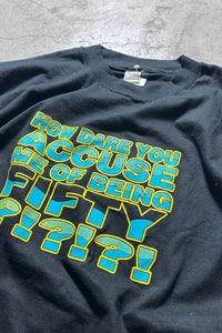 MADE IN USA 80'S FIFTY MESSAGE T-SHIRT / BLACK [SIZE: XL USED]