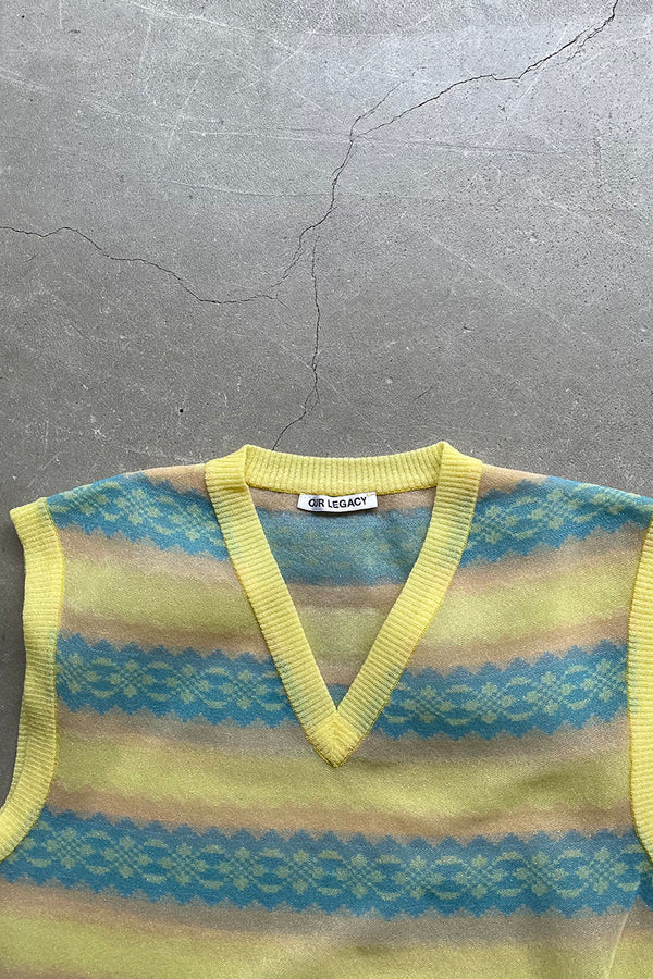 V-NECK SHEER KNIT VEST / YELLOW [SIZE: 48 USED]
