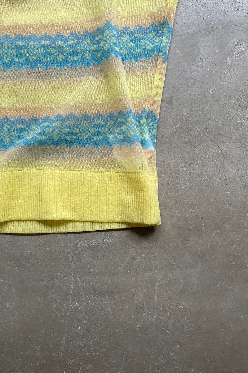 V-NECK SHEER KNIT VEST / YELLOW [SIZE: 48 USED]