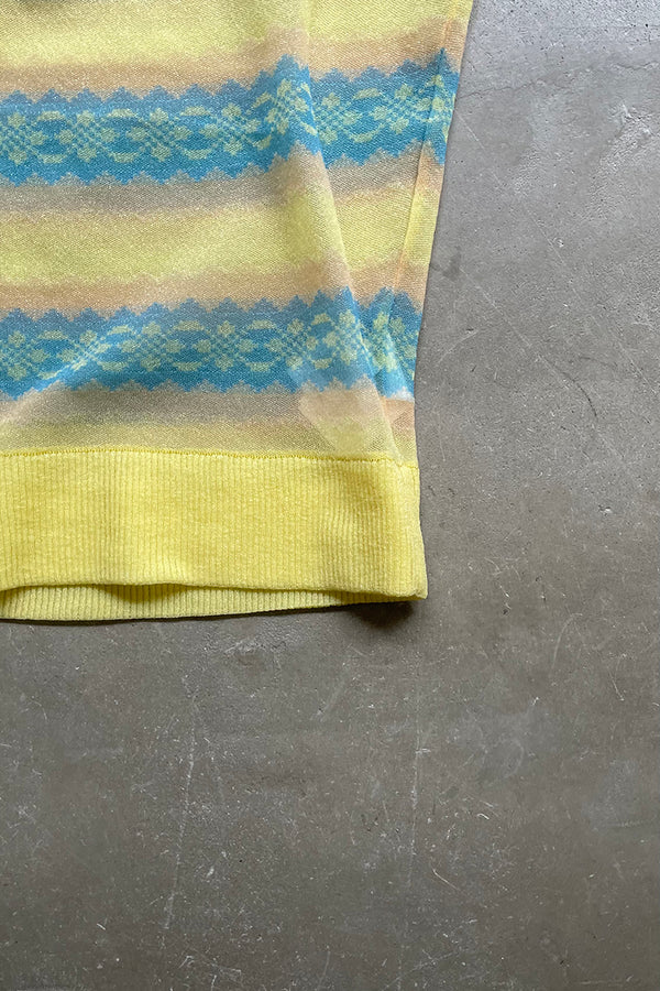 V-NECK SHEER KNIT VEST / YELLOW [SIZE: 48 USED]