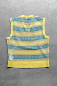 V-NECK SHEER KNIT VEST / YELLOW [SIZE: 48 USED]
