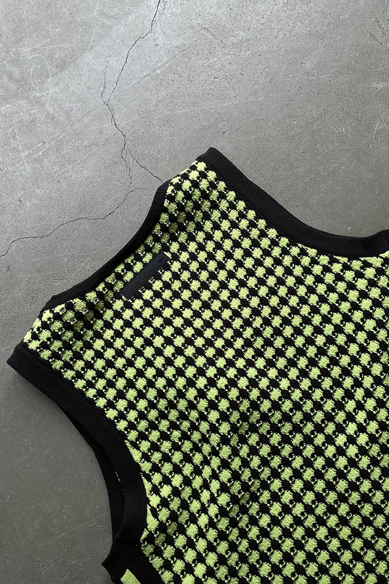 24SS KNIT VEST / CHECK [SIZE: L NOS/DEADSTOCK]