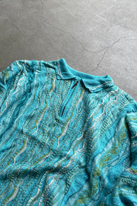 MADE IN AUSTRALIA 90'S S/S 3D KNIT POLO SWEATER / BLUE [SIZE: XL USED]