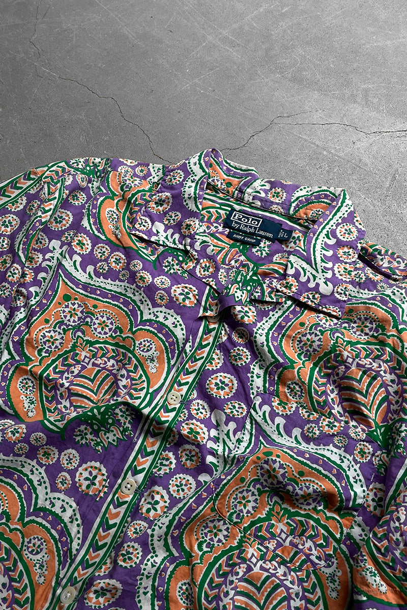 90'S ANDY CAMP OPEN COLLAR SHIRT / PATTERN [SIZE: L USED]