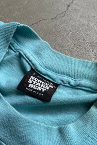 MADE IN USA 90'S THE STATE LINE MESSAGE T-SHIRT / BLUE [SIZE: L USED]