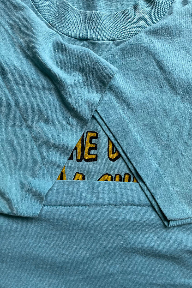 MADE IN USA 90'S THE STATE LINE MESSAGE T-SHIRT / BLUE [SIZE: L USED]