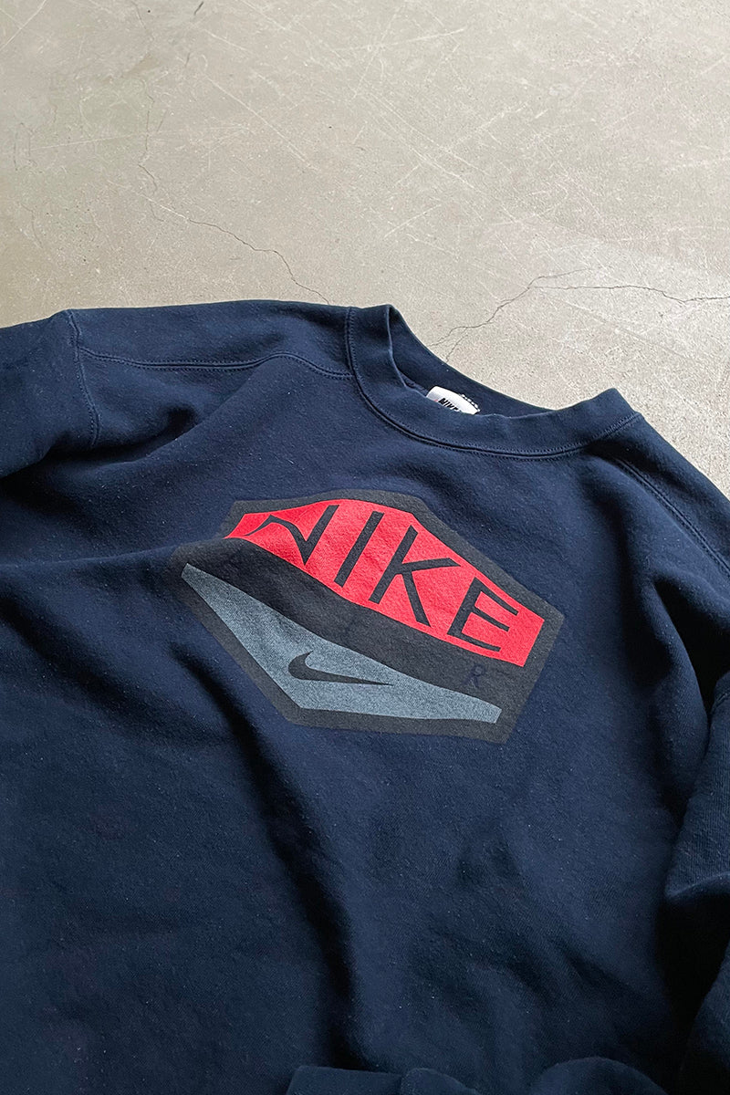 MADE IN USA 90'S NIKE AIR LOGO SWEATSHIRT / NAVY [SIZE: L USED]