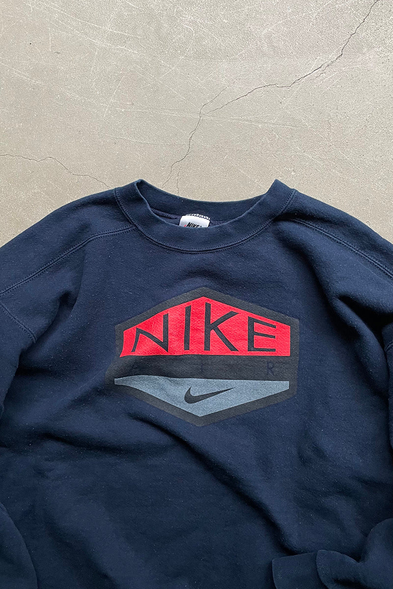 MADE IN USA 90'S NIKE AIR LOGO SWEATSHIRT / NAVY [SIZE: L USED]