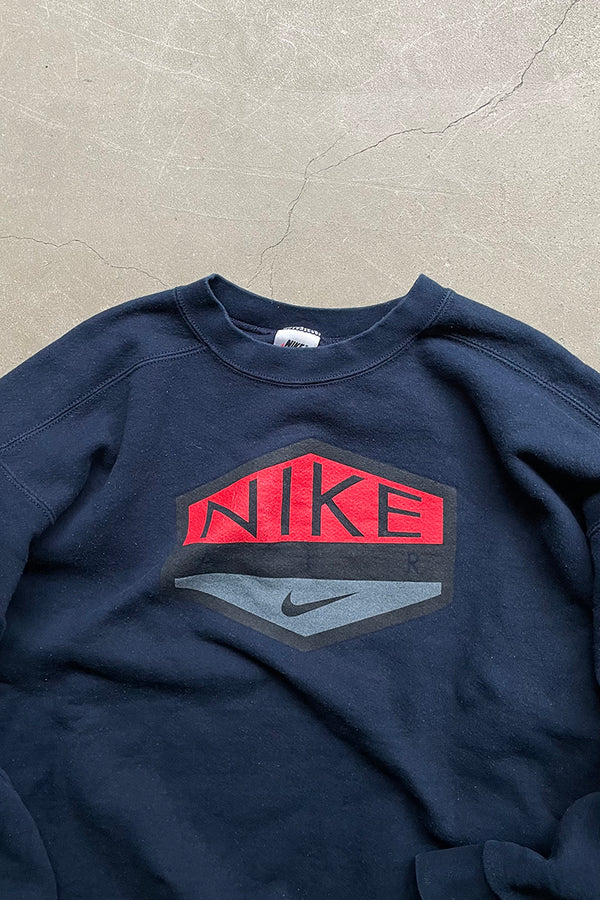 MADE IN USA 90'S NIKE AIR LOGO SWEATSHIRT / NAVY [SIZE: L USED]
