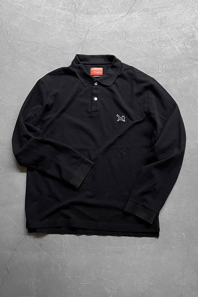 MADE IN ITALY 17'S L/S POLO SHIRT RAF SIMONS期 / BLACK[SIZE: XL USED]