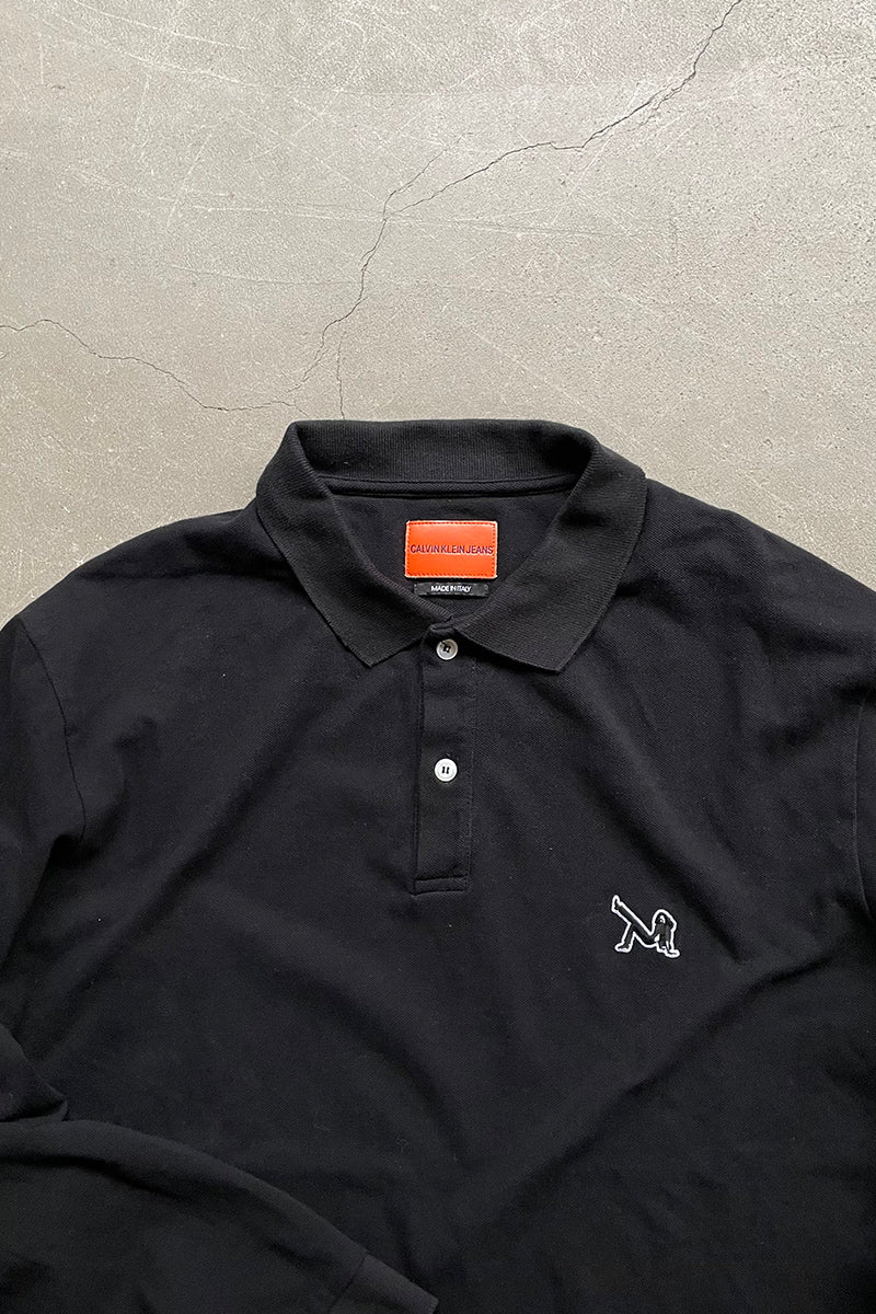 MADE IN ITALY 17'S L/S POLO SHIRT RAF SIMONS ERA / BLACK [SIZE: XL USED]