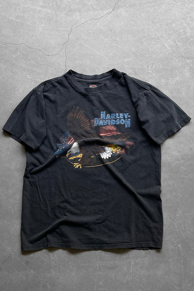 MADE IN USA Y2K 00'S EAGLE PRINT T-SHIRT / BLACK [SIZE: L USED]