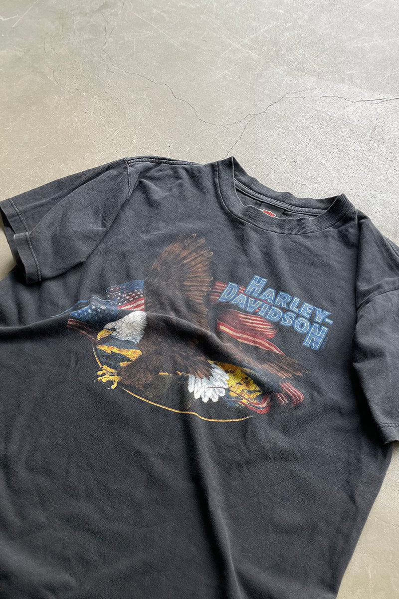 MADE IN USA Y2K 00'S EAGLE PRINT T-SHIRT / BLACK [SIZE: L USED]