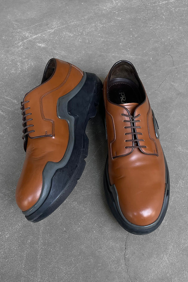 MADE IN ITALY 15AW PLATE LEATHER DERBY SHOES / BROWN [SIZE: US9.0(27.0cm相当) USED]
