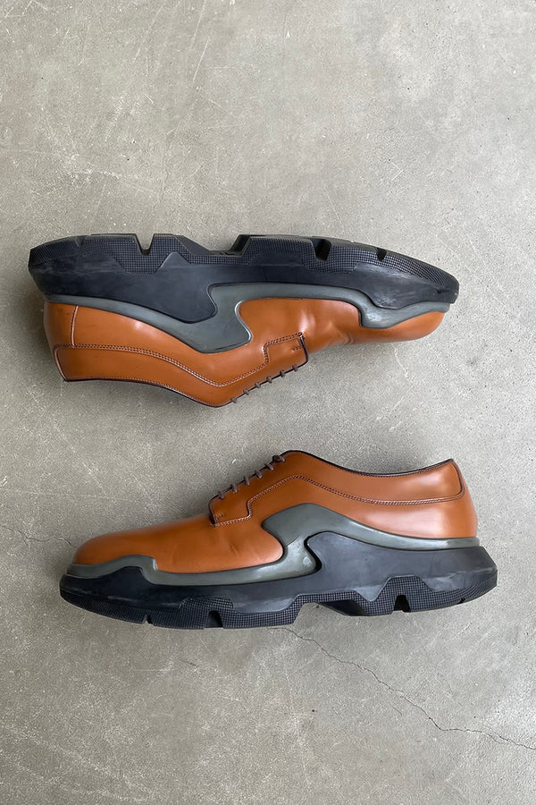 MADE IN ITALY 15AW PLATE LEATHER DERBY SHOES / BROWN [SIZE: US9.0(27.0cm相当) USED]