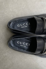 画像をギャラリービューアに読み込む, MADE IN ITALY SQUARE TOE LEATHER LOAFER W/LOGO PLATE / BLACK [SIZE: US9.0(27.0cm相当) USED]
