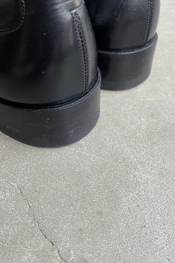 MADE IN ITALY SQUARE TOE LEATHER LOAFER W/LOGO PLATE / BLACK [SIZE: US9.0(27.0cm相当) USED]