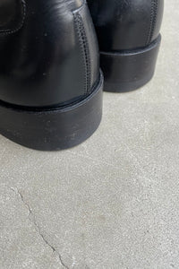 MADE IN ITALY SQUARE TOE LEATHER LOAFER W/LOGO PLATE / BLACK [SIZE: US9.0(27.0cm相当) USED]