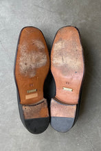 画像をギャラリービューアに読み込む, MADE IN ITALY SQUARE TOE LEATHER LOAFER W/LOGO PLATE / BLACK [SIZE: US9.0(27.0cm相当) USED]
