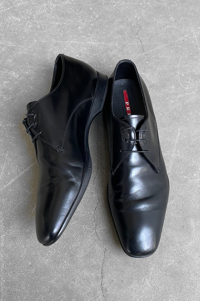 MADE IN ITALY LACE UP DRESS LEATHER SHOES / BLACK [SIZE: US8.5(26.5cm相当) USED]