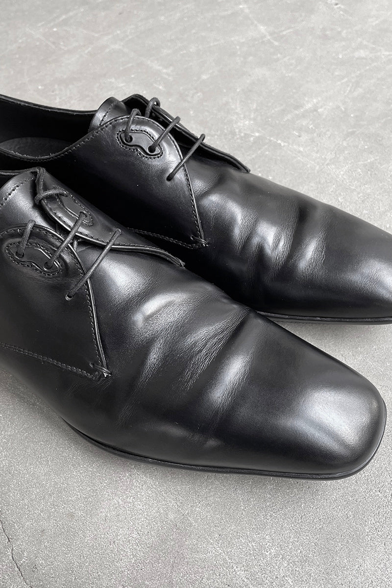 MADE IN ITALY LACE UP DRESS LEATHER SHOES / BLACK [SIZE: US8.5 (approx. 26.5cm) USED]