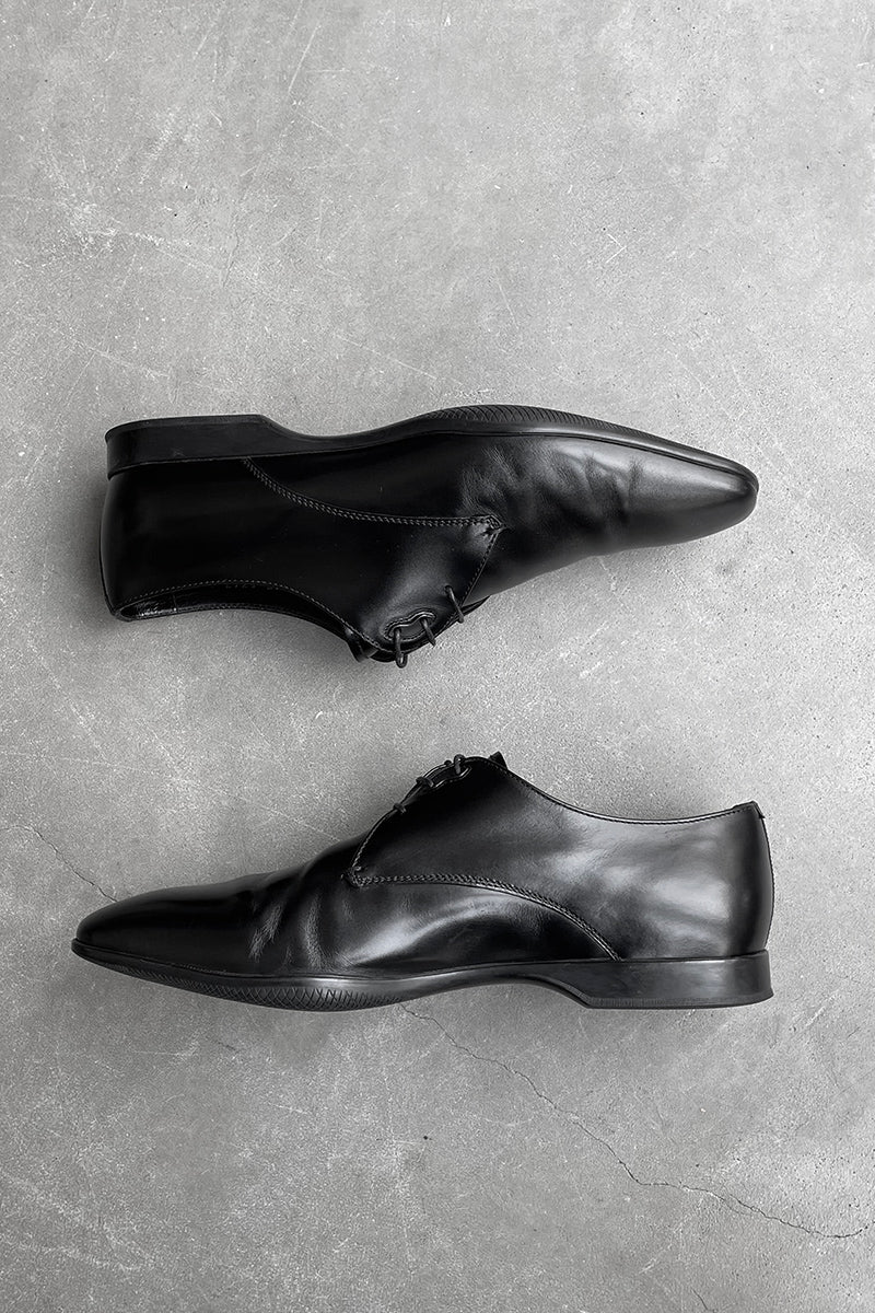 MADE IN ITALY LACE UP DRESS LEATHER SHOES / BLACK [SIZE: US8.5 (approx. 26.5cm) USED]