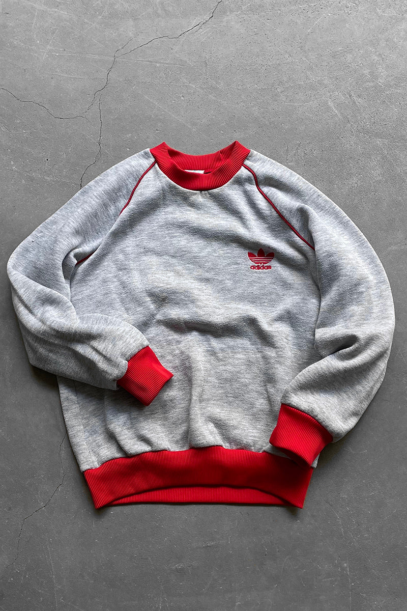 80'S ONE POINT RAGLANSLEEVE SWEATSHIRT / GRAY [SIZE: XXS USED]