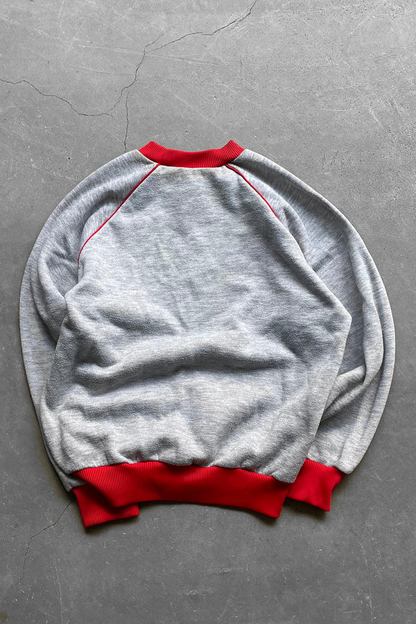 80'S ONE POINT RAGLANSLEEVE SWEATSHIRT / GRAY [SIZE: XXS USED]