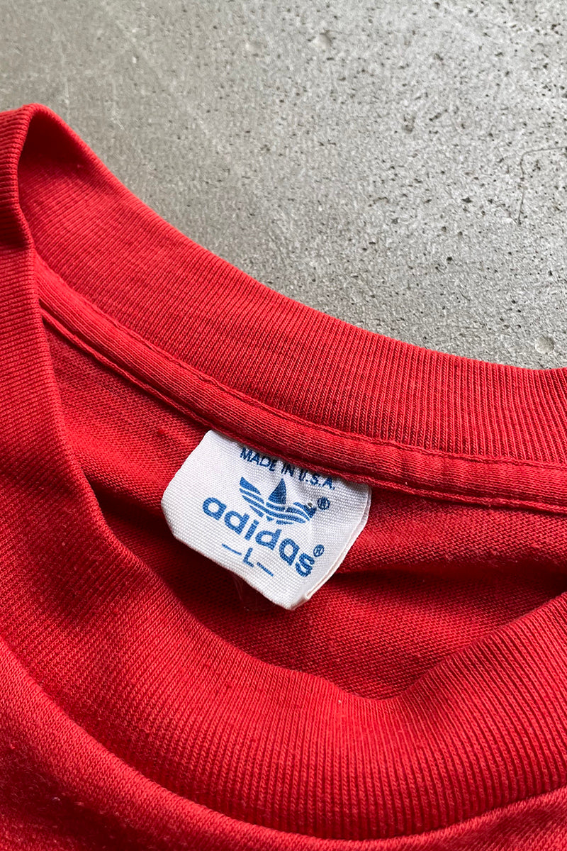 MADE IN USA 80'S LOGO T-SHIRT / RED [SIZE: L USED]
