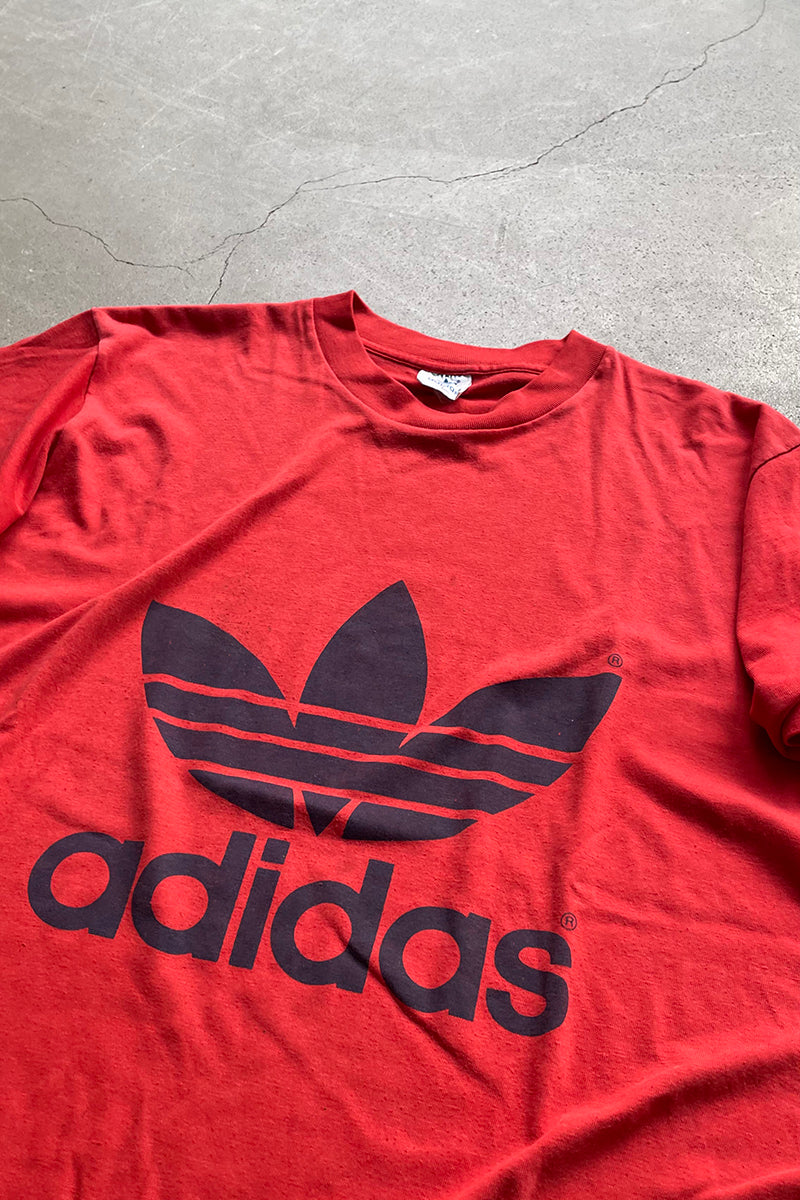MADE IN USA 80'S LOGO T-SHIRT / RED [SIZE: L USED]