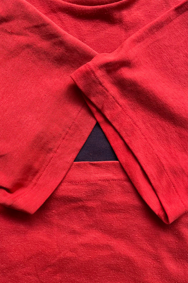 MADE IN USA 80'S LOGO T-SHIRT / RED [SIZE: L USED]