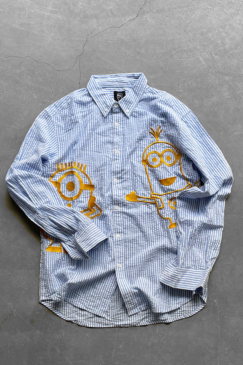 22'S MINION EMBROIDERY SHIRT / STRIPE [SIZE: M USED]