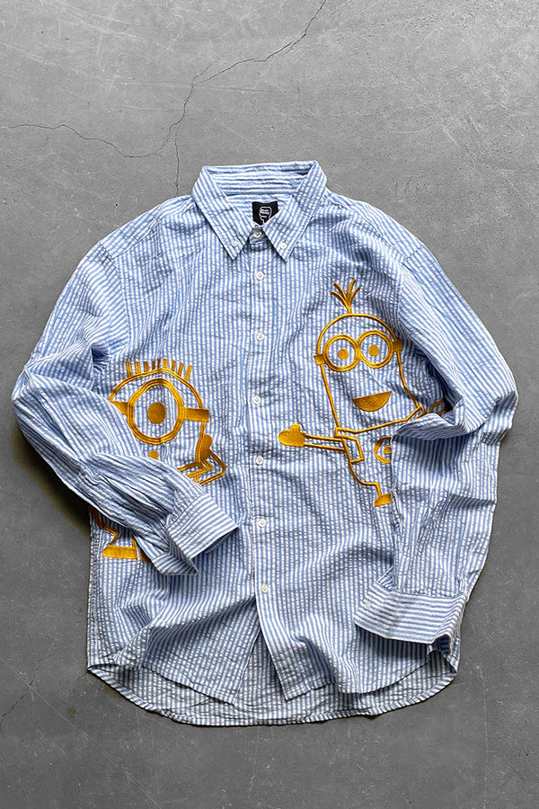 22'S MINION EMBROIDERY SHIRT / STRIPE [SIZE: M USED]