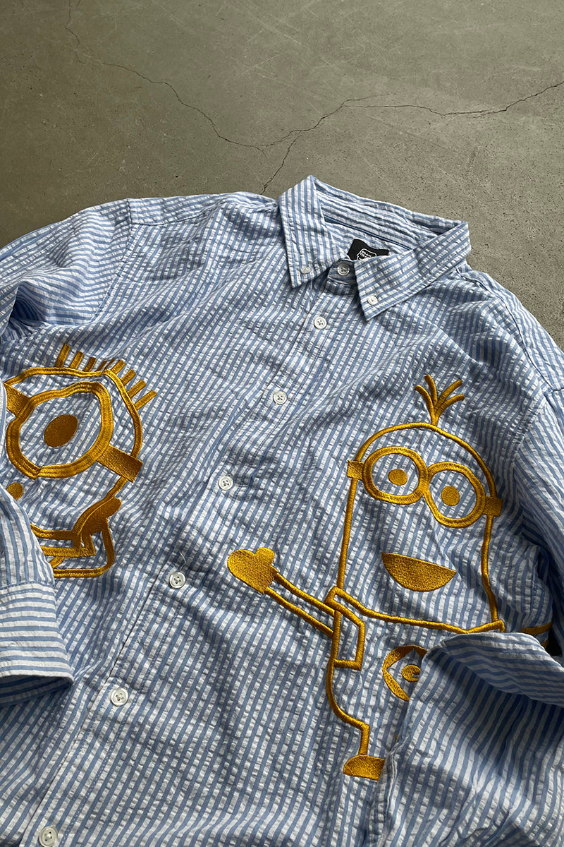 22'S MINION EMBROIDERY SHIRT / STRIPE [SIZE: M USED]