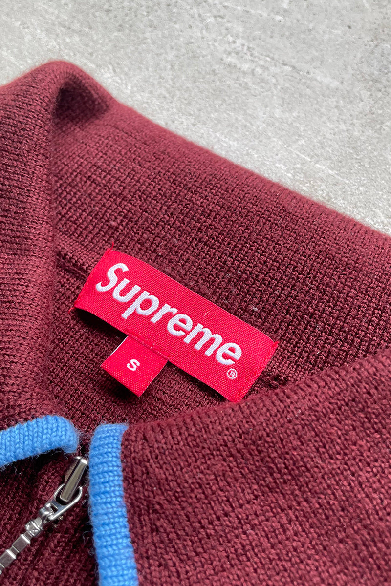 21AW CHEST STRIPE ZIP UP KNIT CARDIGAN / BURGUNDY [SIZE: S USED]