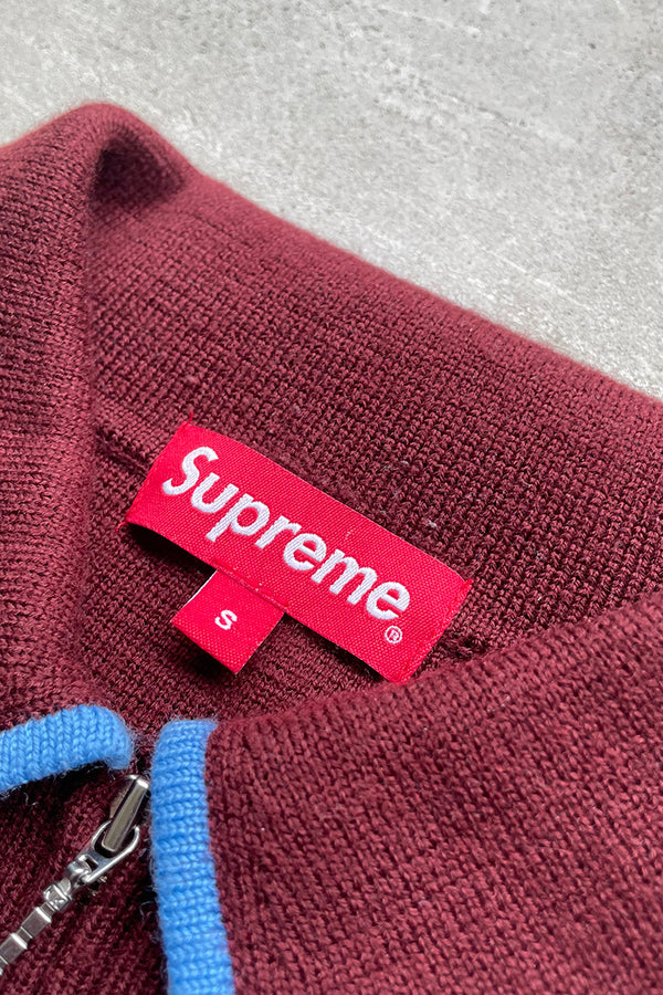 21AW CHEST STRIPE ZIP UP KNIT CARDIGAN / BURGUNDY [SIZE: S USED]