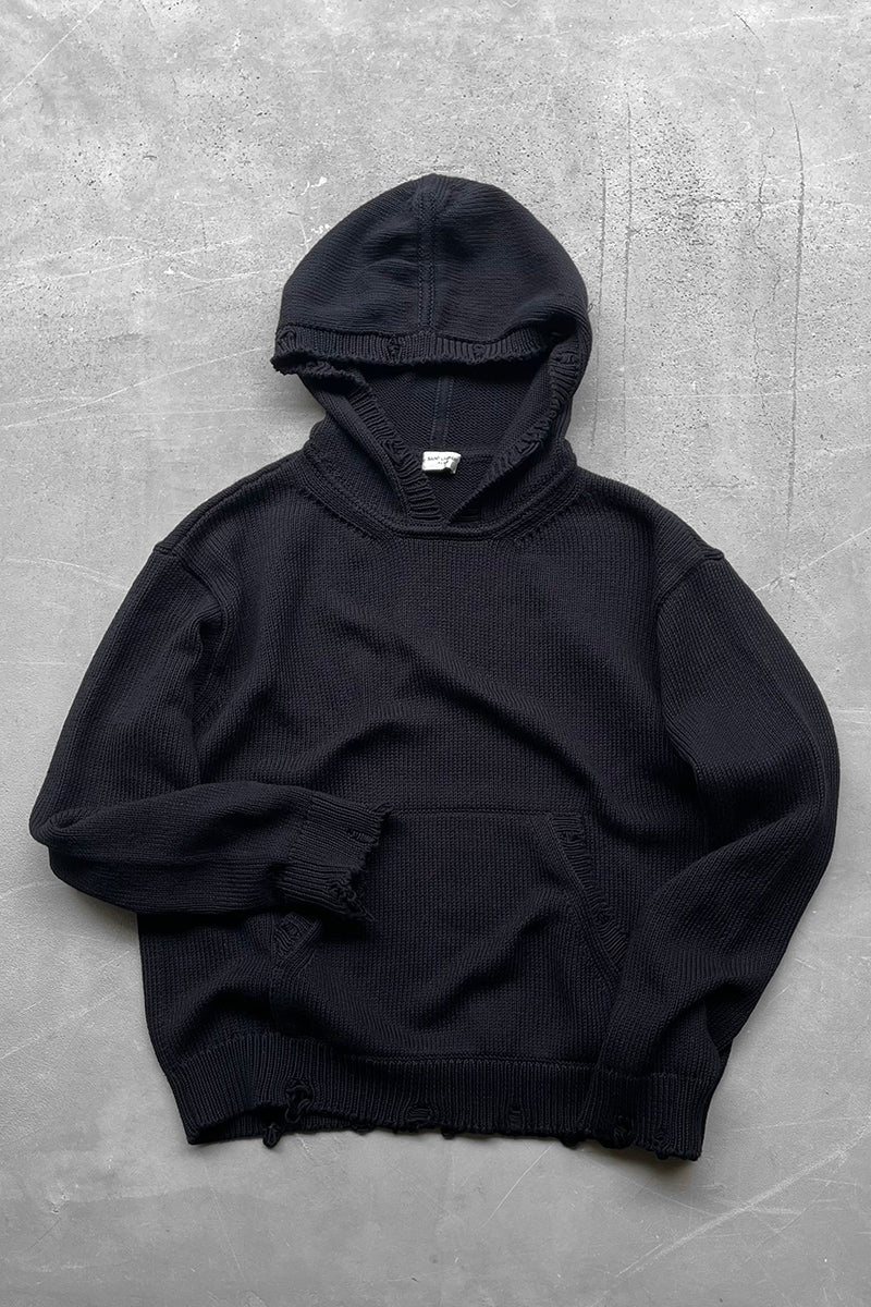 MADE IN ITALY KNIT HOODIE / BLACK [SIZE: M USED]