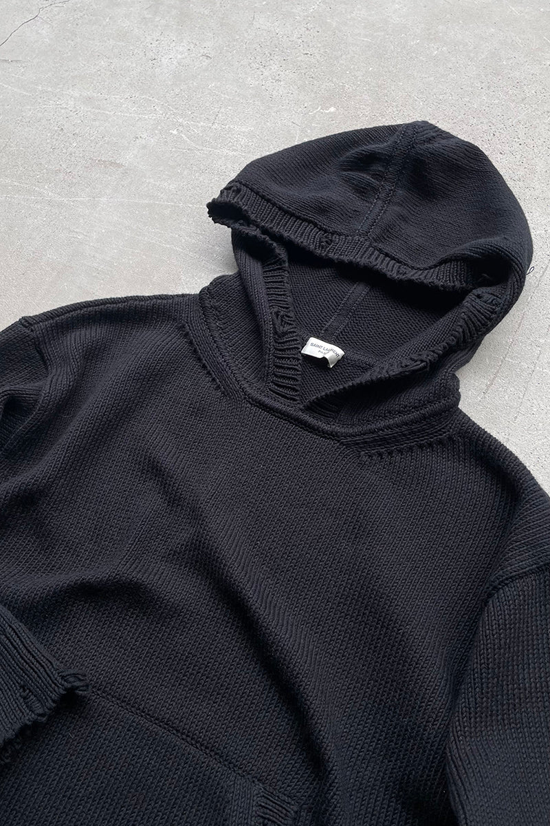 MADE IN ITALY KNIT HOODIE / BLACK [SIZE: M USED]