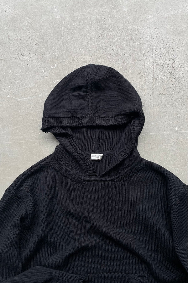 MADE IN ITALY KNIT HOODIE / BLACK [SIZE: M USED]