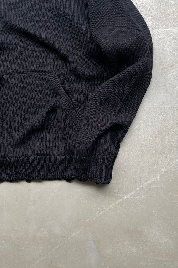 MADE IN ITALY KNIT HOODIE / BLACK [SIZE: M USED]