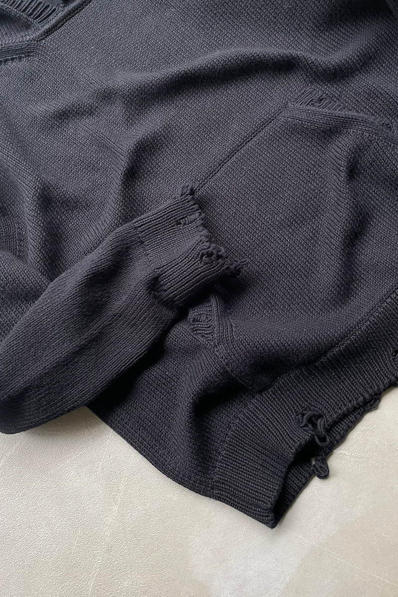 MADE IN ITALY KNIT HOODIE / BLACK [SIZE: M USED]