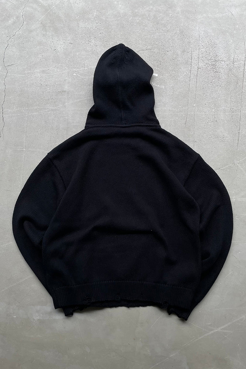 MADE IN ITALY KNIT HOODIE / BLACK [SIZE: M USED]