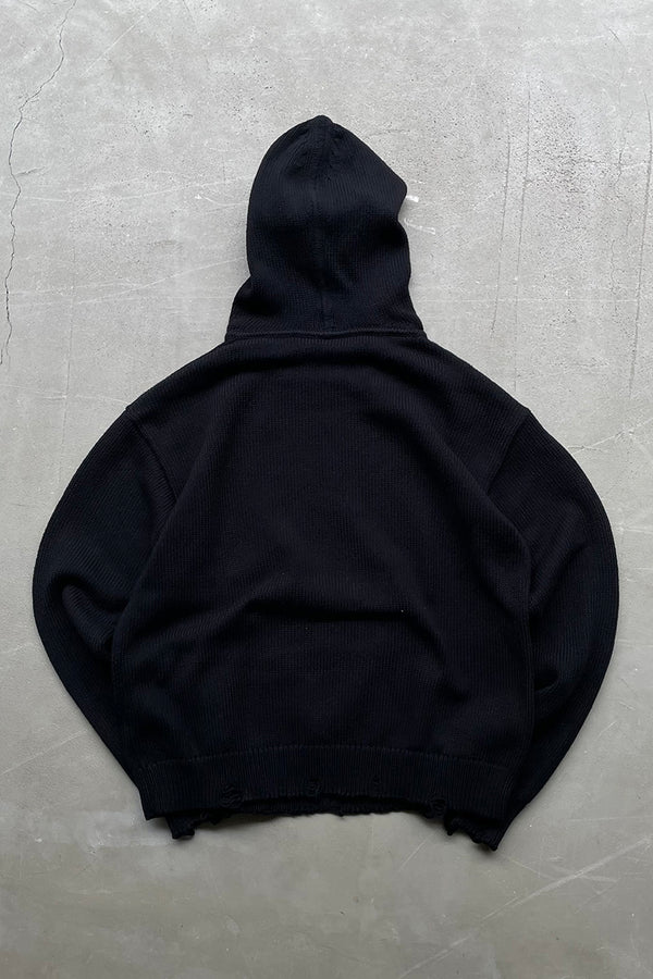 MADE IN ITALY KNIT HOODIE / BLACK [SIZE: M USED]