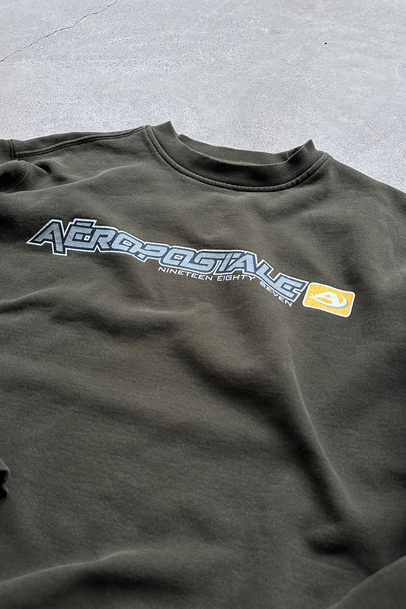 Y2K EARLY 00'S SWEATSHIRT / OLIVE [SIZE: S USED]