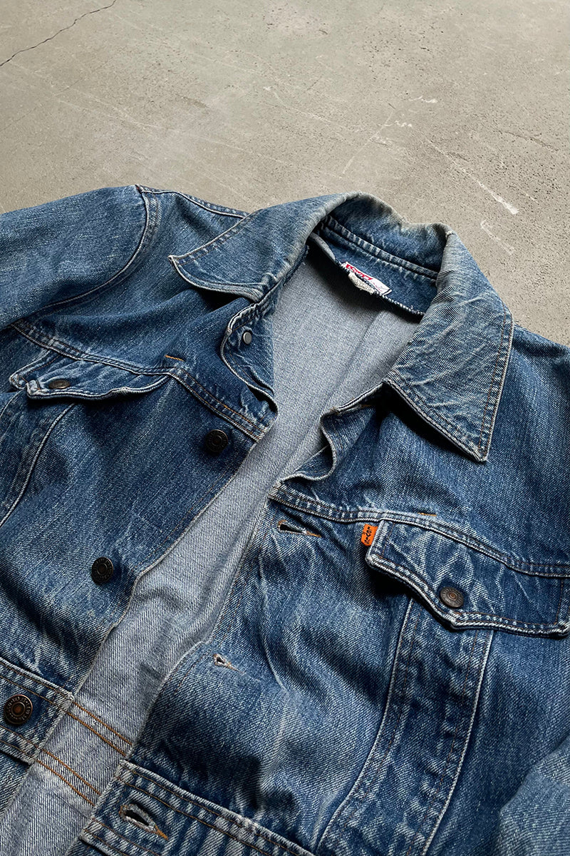 70'S DENIM JACKET ORANGE TAB / INDIGO [SIZE: L USED]