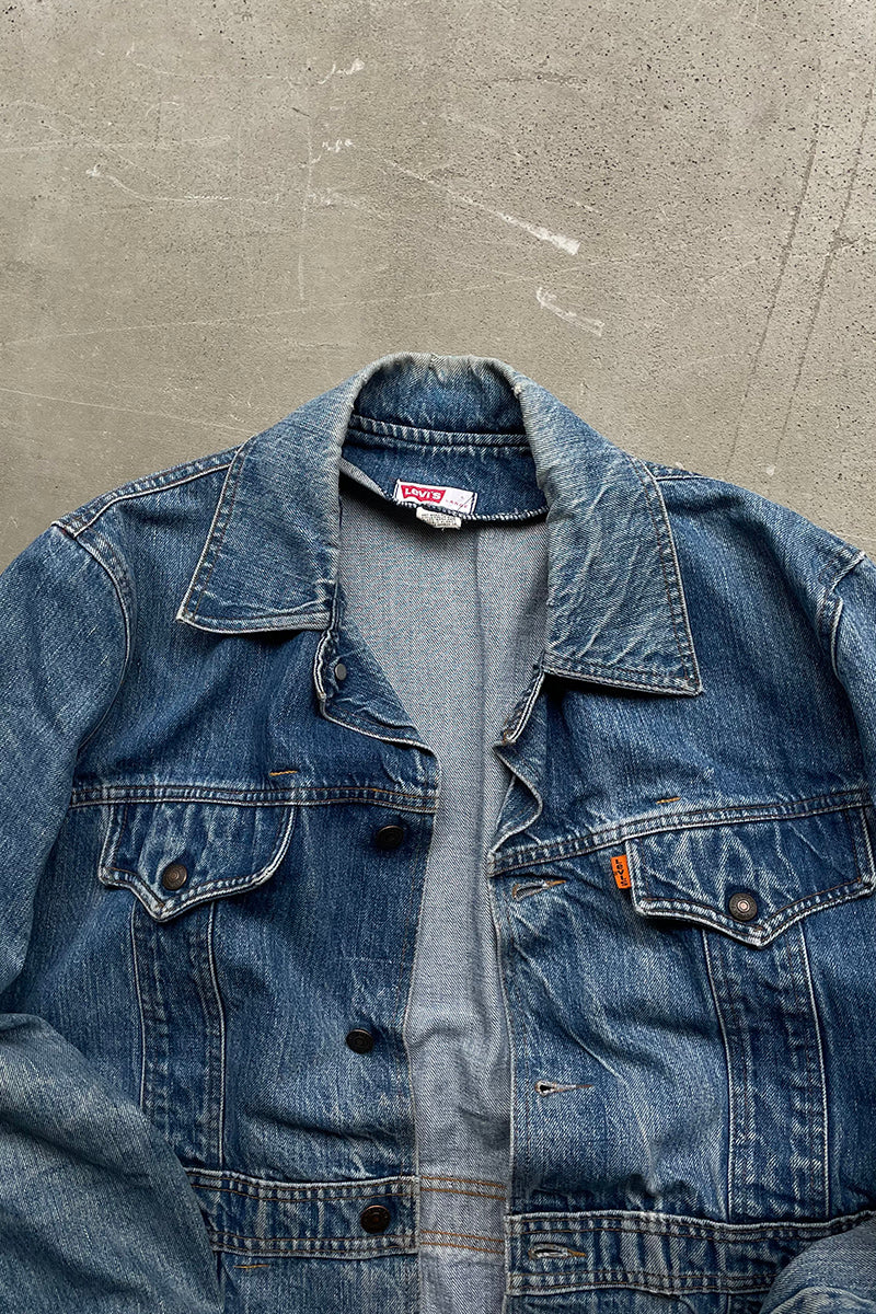 70'S DENIM JACKET ORANGE TAB / INDIGO [SIZE: L USED]