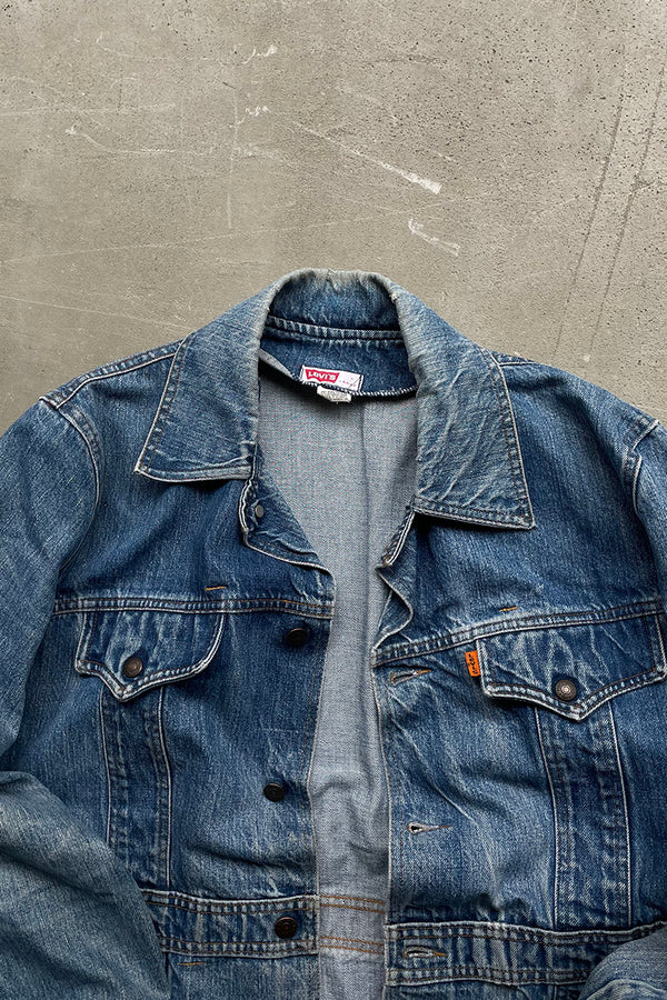 70'S DENIM JACKET ORANGE TAB / INDIGO [SIZE: L USED]