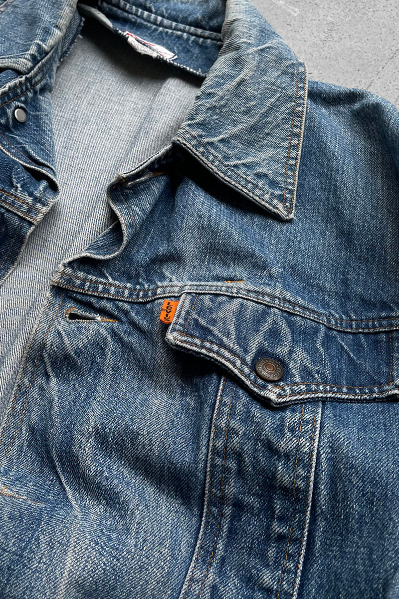70'S DENIM JACKET ORANGE TAB / INDIGO [SIZE: L USED]
