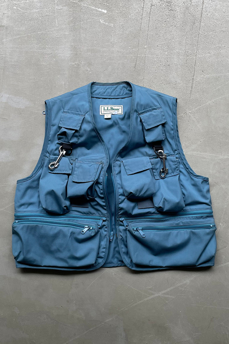 MADE IN USA 90'S PHOTOGRAPHER'S VEST / LIGHT BLUE [SIZE: L USED]