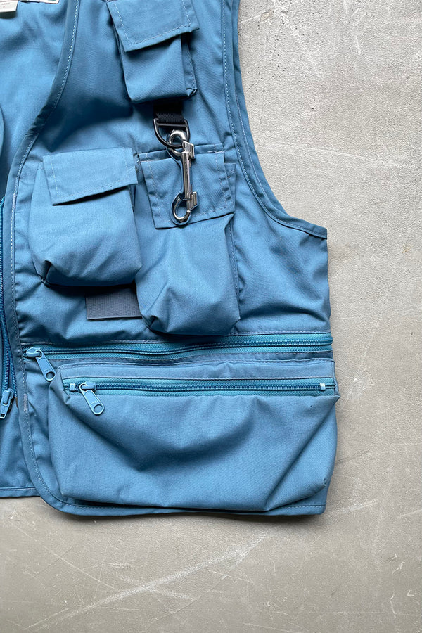 MADE IN USA 90'S PHOTOGRAPHER'S VEST / LIGHT BLUE [SIZE: L USED]